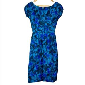 VTG 50s Silk Cocktail Dress Bow Cap Sleeve Vintage MidCentury